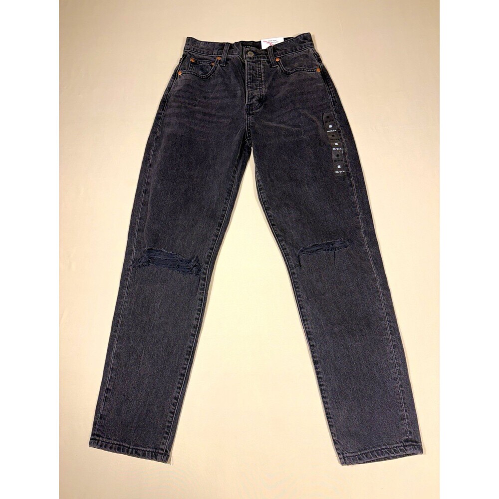 Lucky Brand Women Tapered Denim Jeans High Rise Dark Wash Black Size 00/24 A